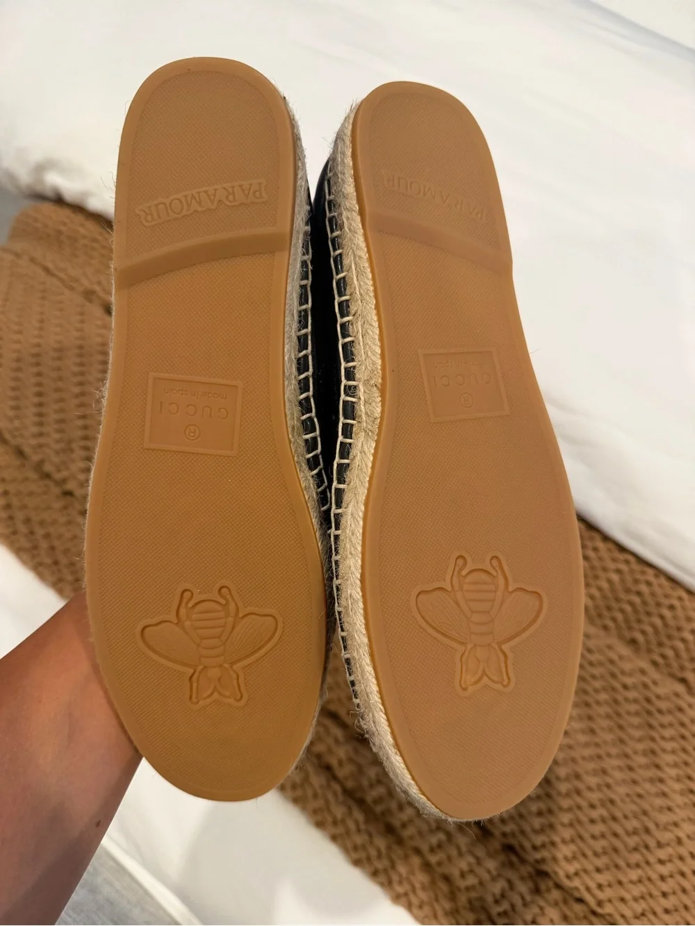 Gucci Black Quilted Leather Espadrille with Gold Double G